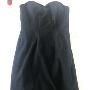 Black strapless sweetheart “corset” dress